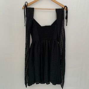 Lulu’s Black Bow Windowpane Print Mini Dress Full Skirt Twirly Size Small